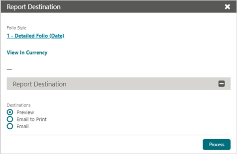 This image shows Report Destination screen This image shows Report Destination screen