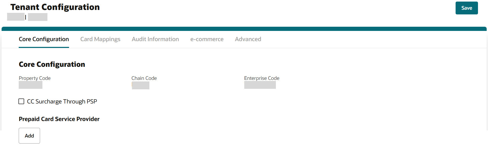 This image shows OPI Cloud Tenant Configuration portal landing screen with Prepaid Card Service Provider