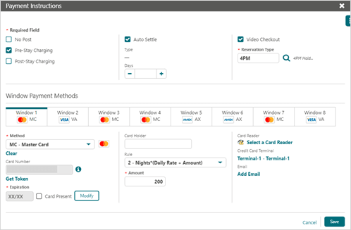 This image shows the payment instructions window