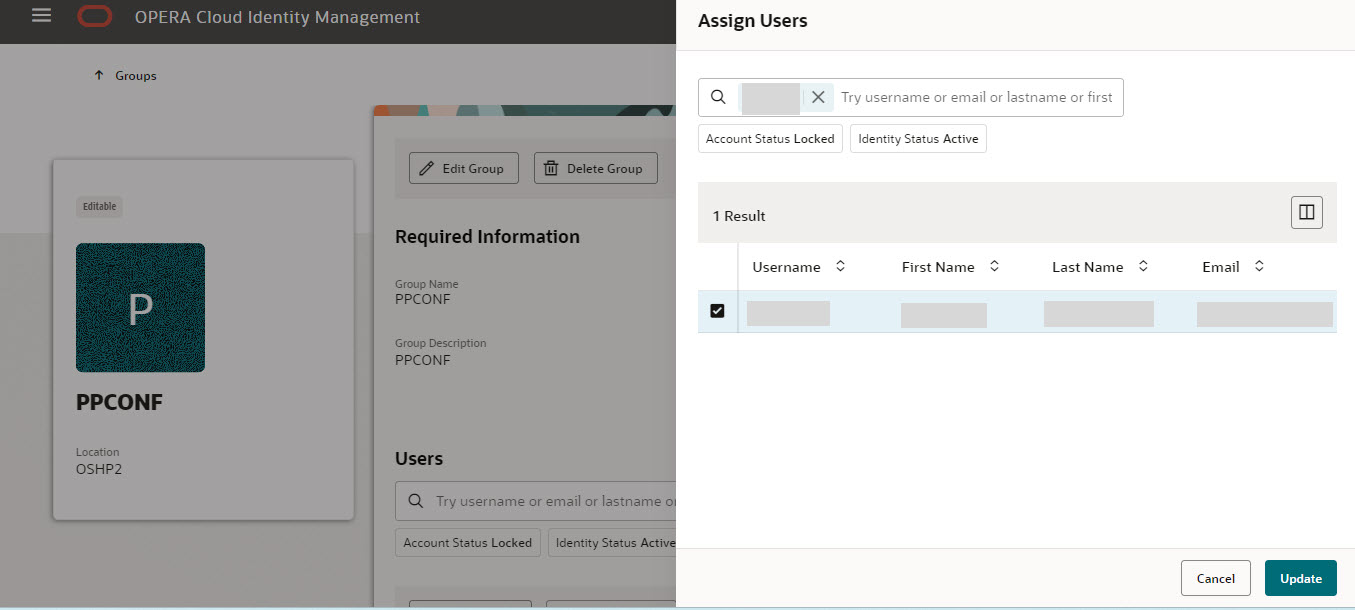 This image shows Assign User screen