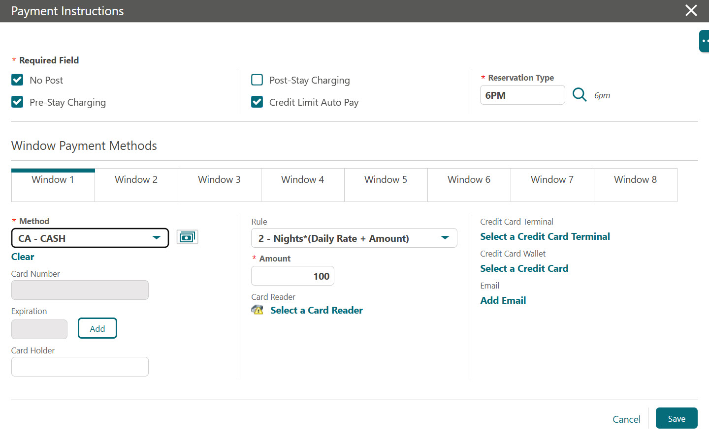 This image shows Payment Instructions screen