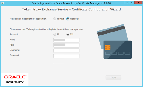 This image shows WebLogic credentials to login to the certificate tool. This image shows WebLogic credentials to login to the certificate tool.