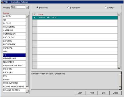 This image shows Credit card vault application settings. This image shows Credit card vault application settings.