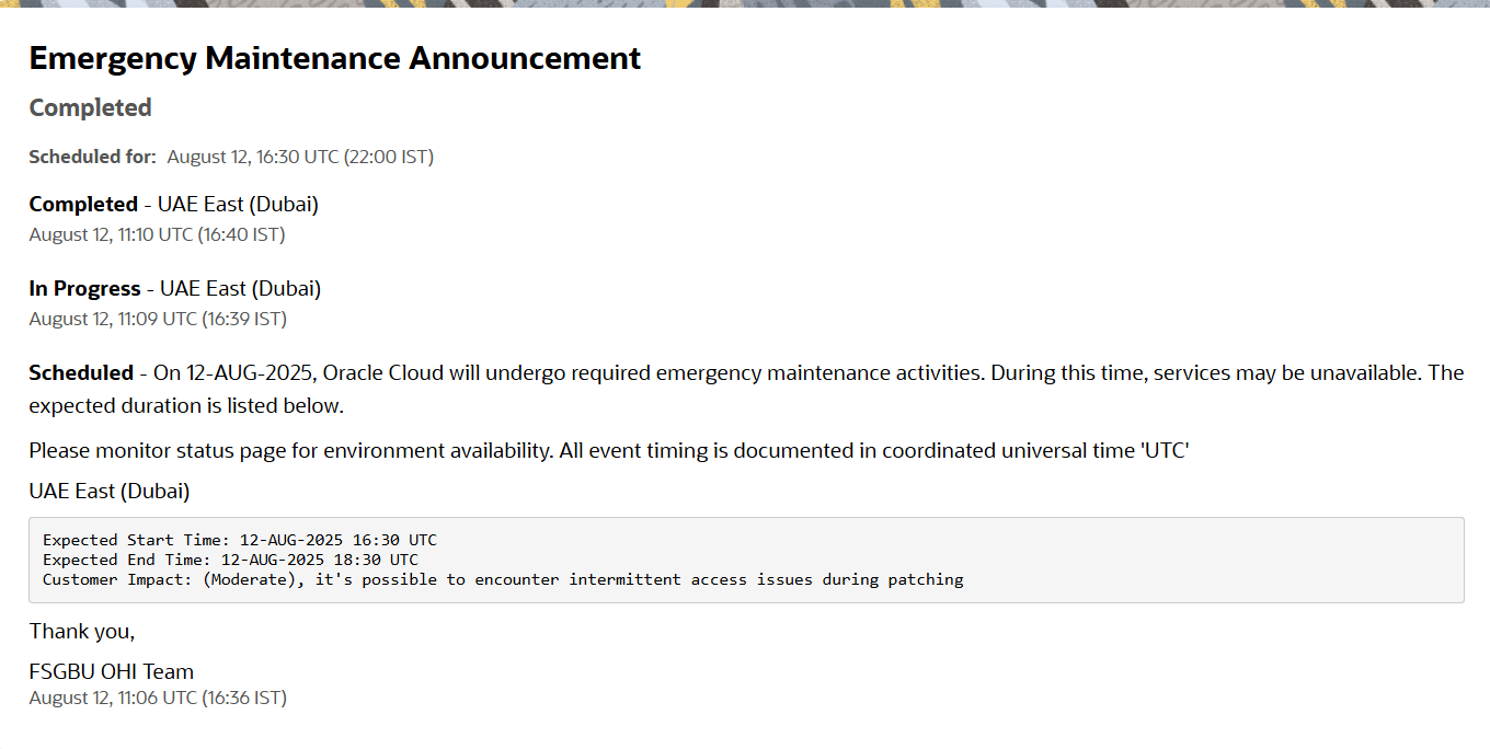 Screenshot showing Scheduled, In Progress, and Completed statuses on the Status Page