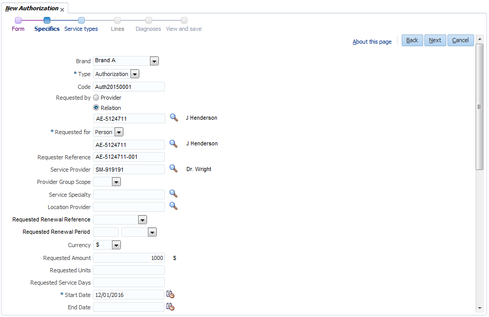 New Authorization Specifics