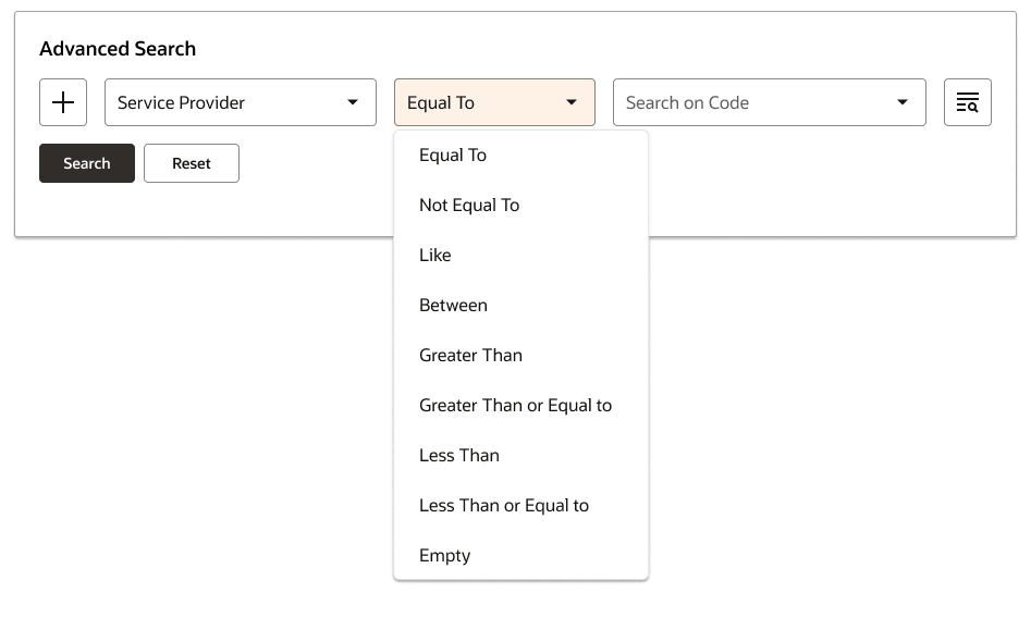 Advanced Search using operators Equal To
