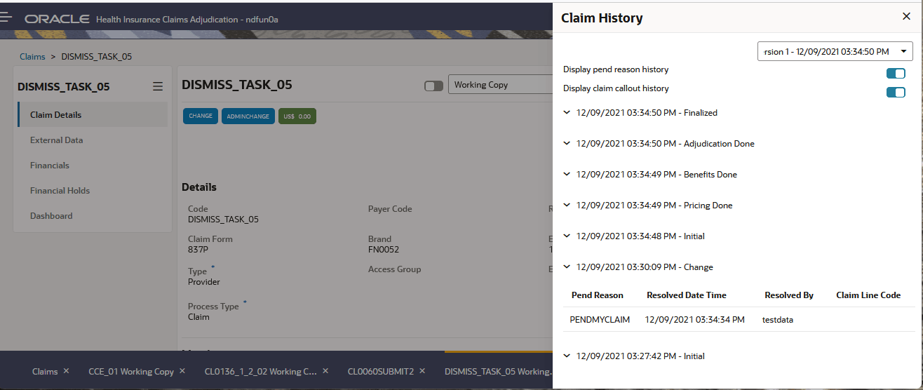 Claim History Long
