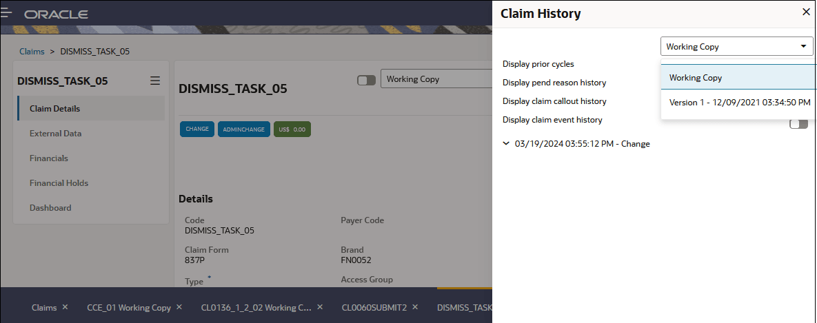 Claim History Short