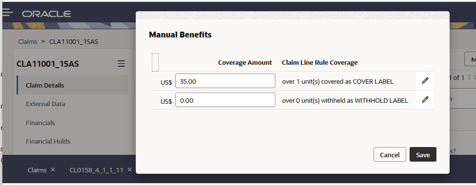 Mamual change of benefit Coverage