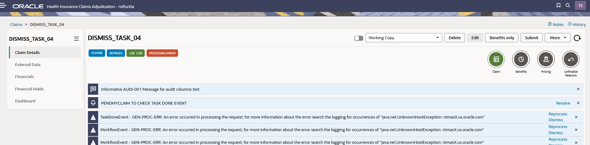 pends messages errors