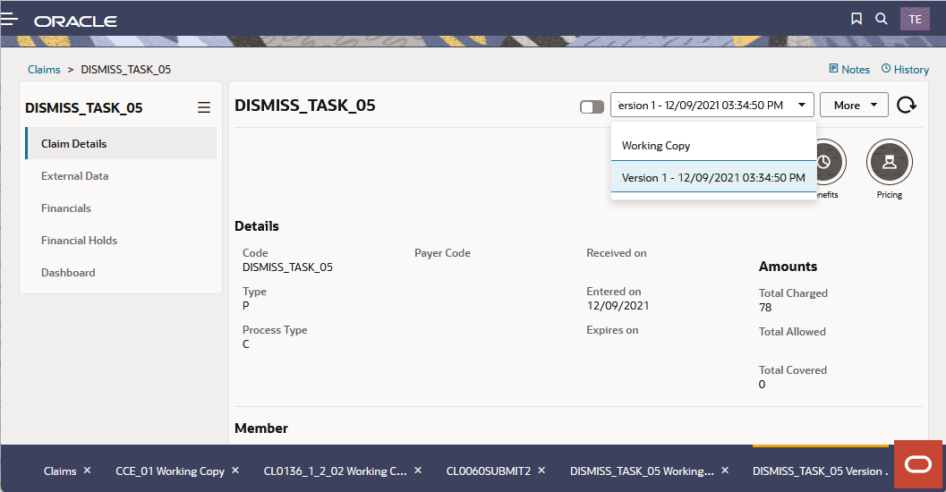 Working Copy and Older Claim Transactions
