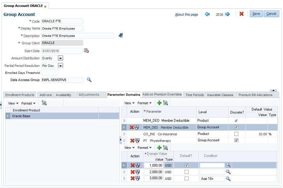 Group Account Parameters
