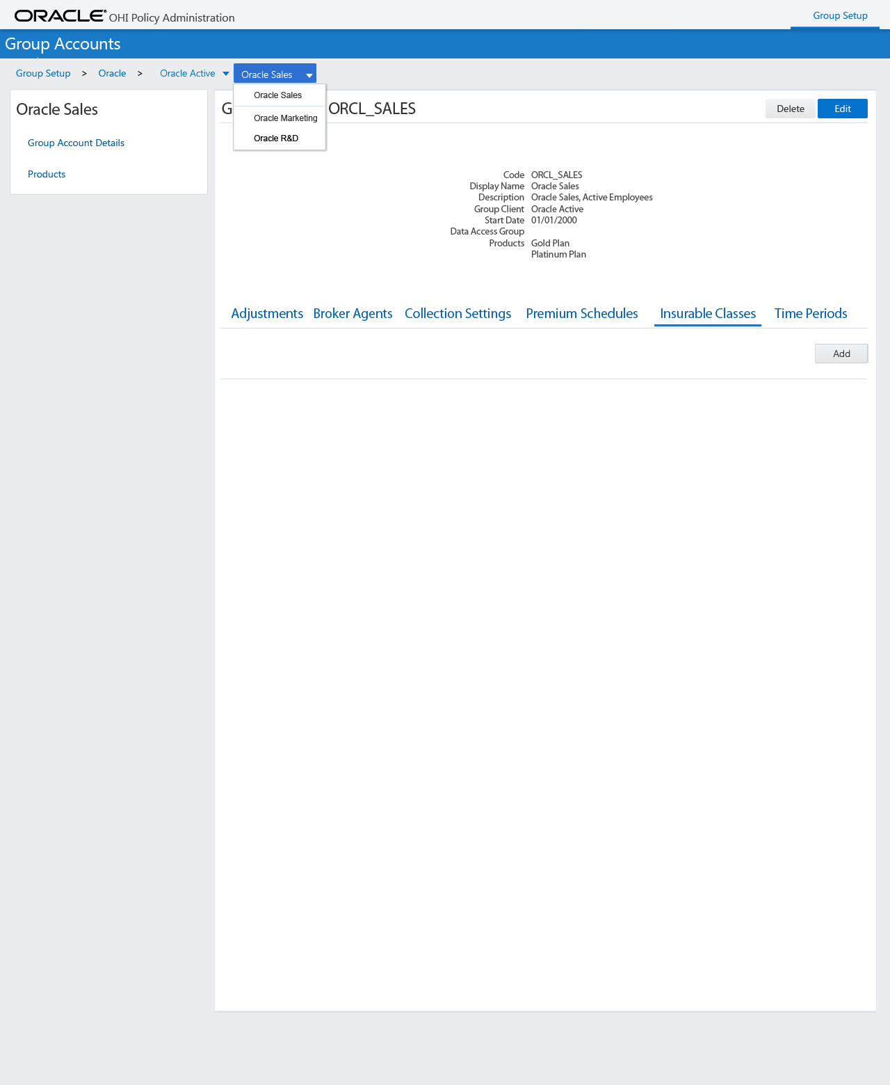 Policies Group Accounts Details