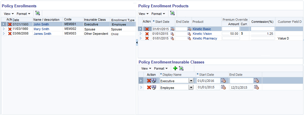 View and Edit Policy - Enrollment detail dialogue