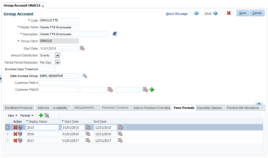 Group Account Time Periods