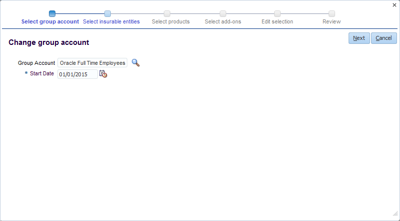 Change group account - Select group account