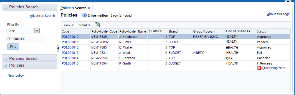 Search Policies