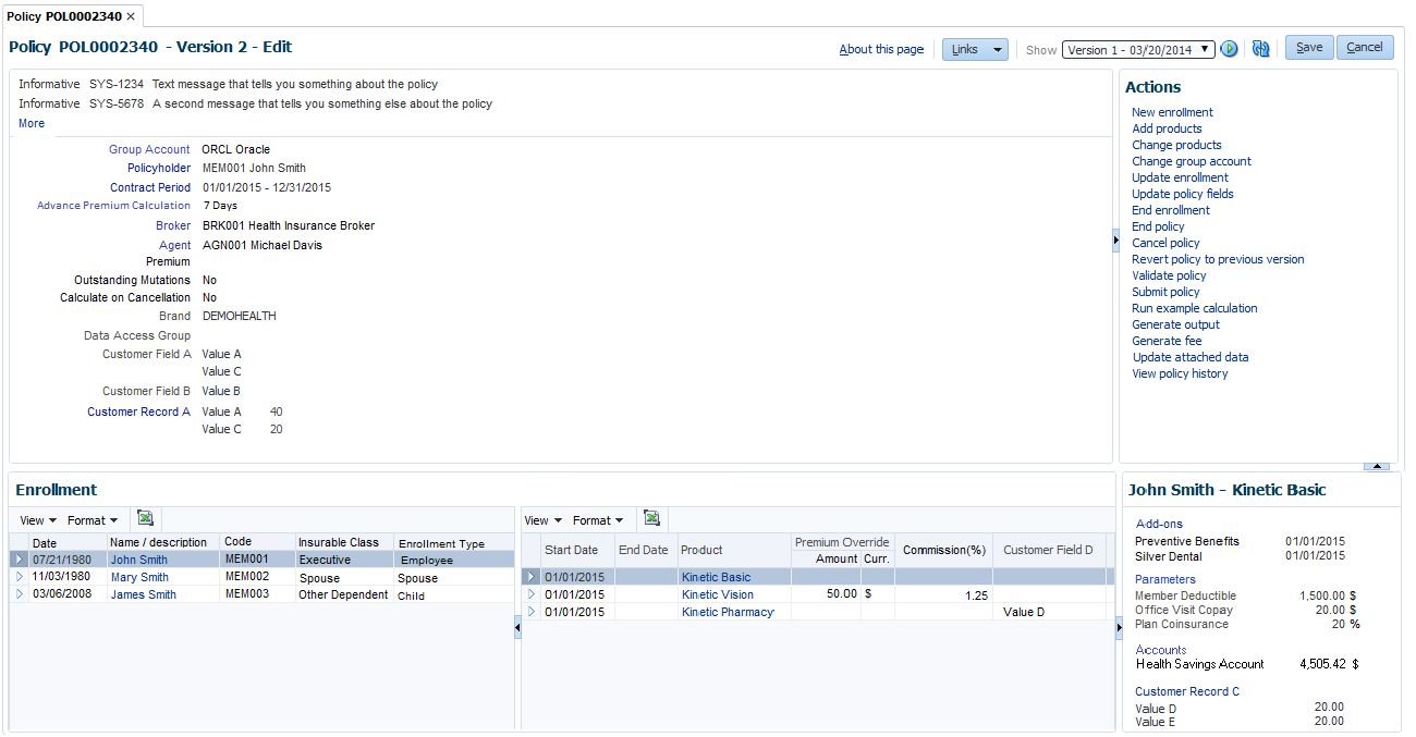 View and Edit Policy - Edit - Multiple Versions