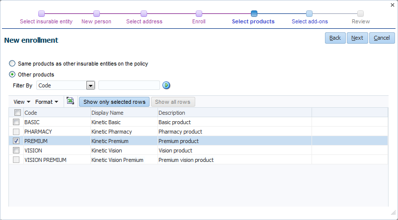 New enrollment - Select products - Other products