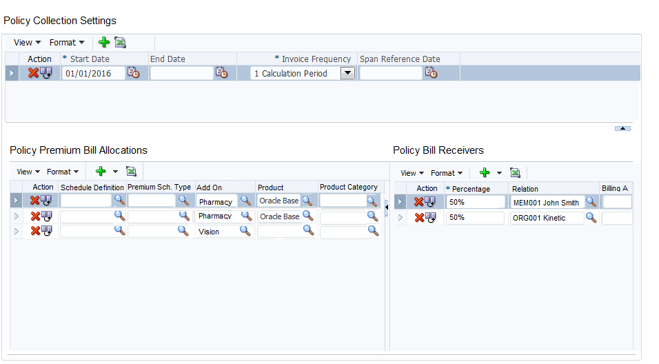 Policy Collection Setting - Premium Split Rule