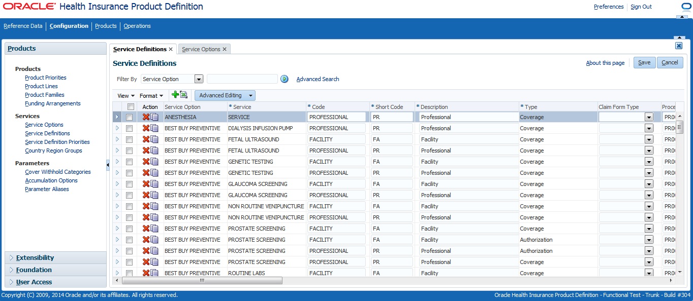 Setup Service Definitions main