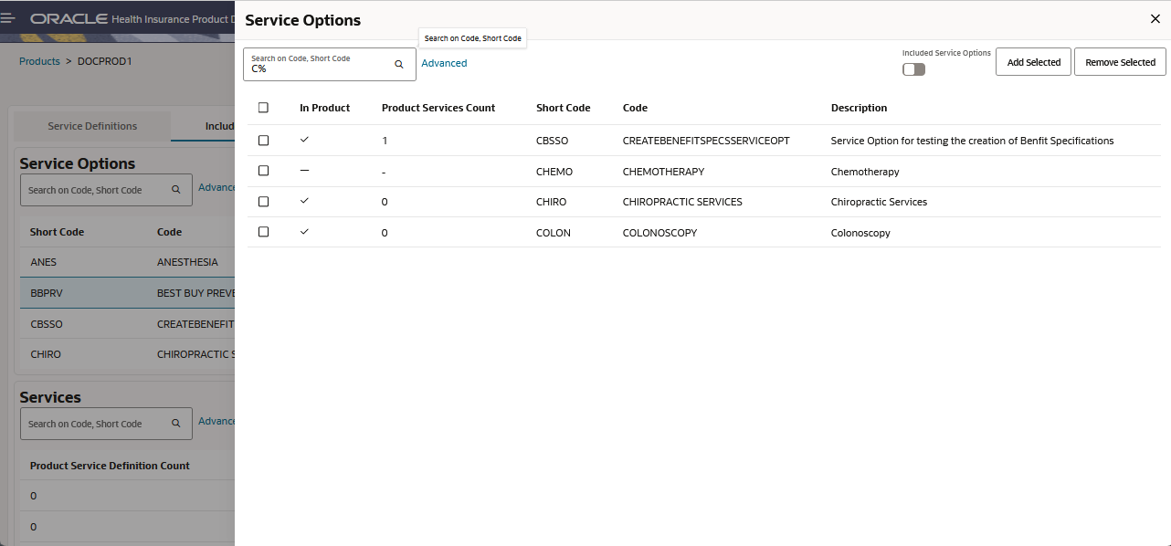 Add or Remove Services to the Product - Remove