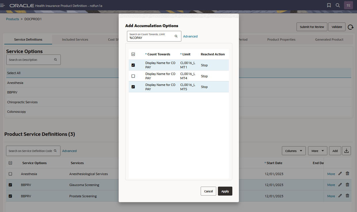 Add Accumulation Options to Service Definitions