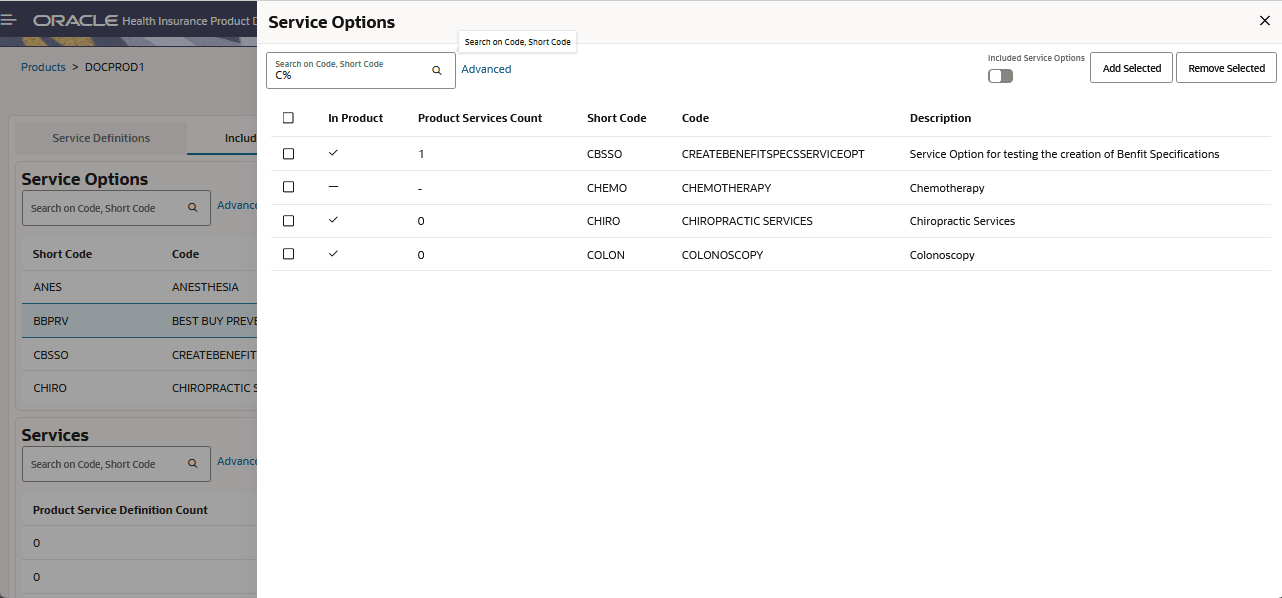 Add or Remove Services to the Product - Remove