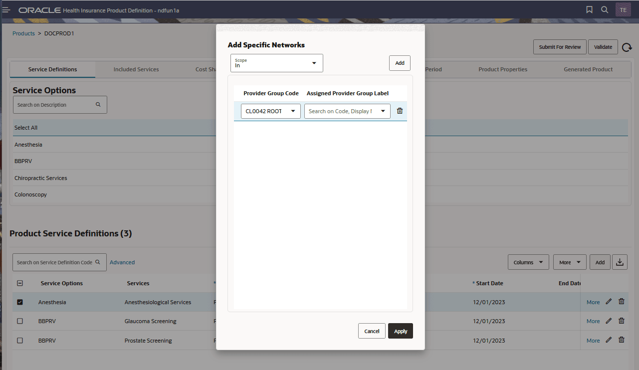 Add Networks to Service Definitions
