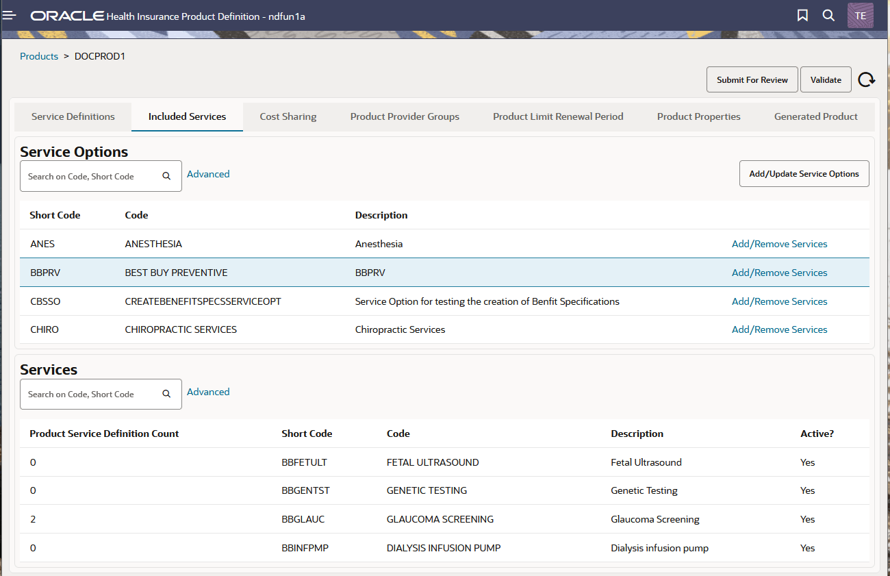 Add or Remove Services to the Product - Add