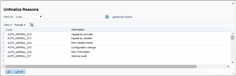 Unfinalize Authorization Dialog