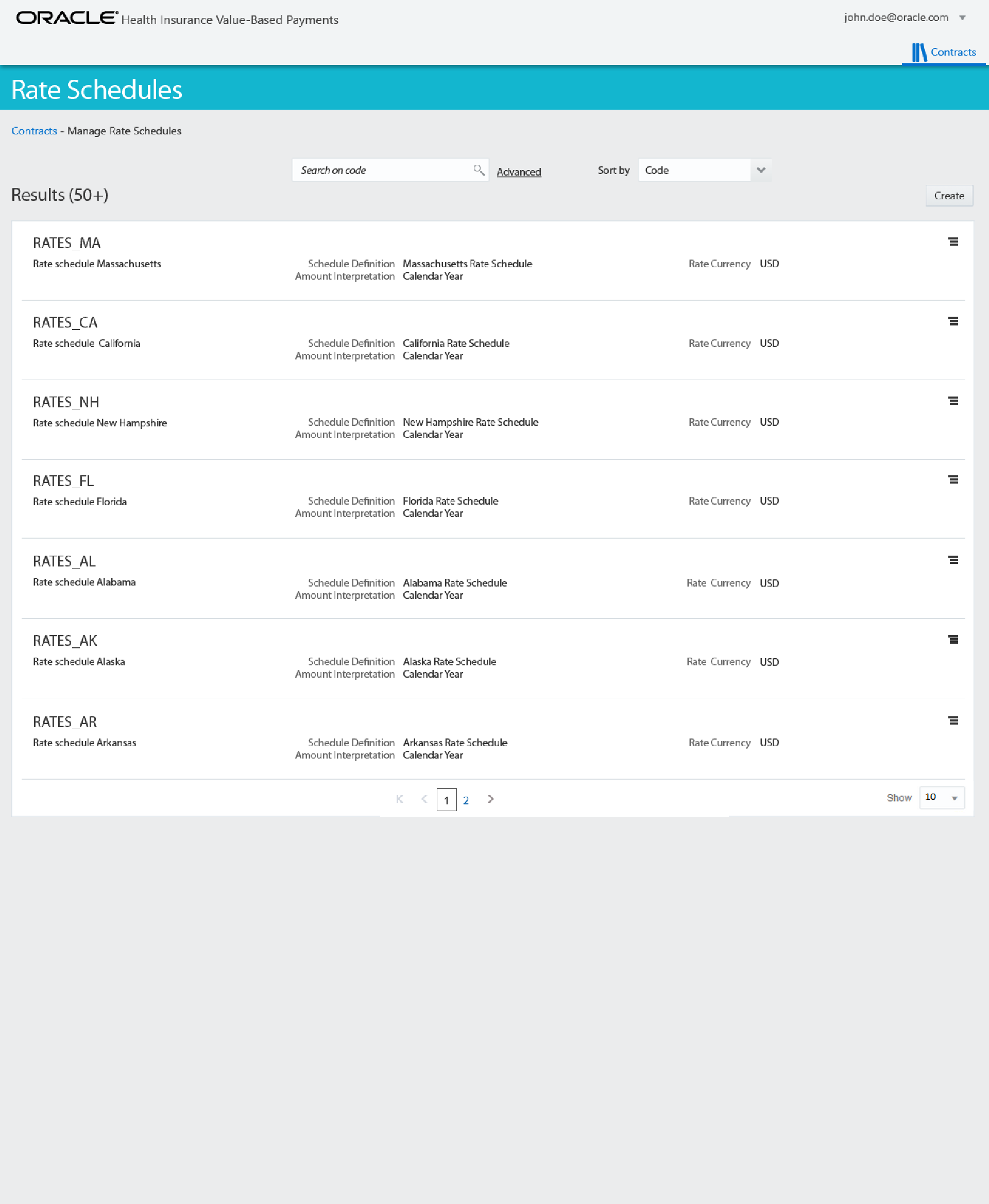 rates schedule search