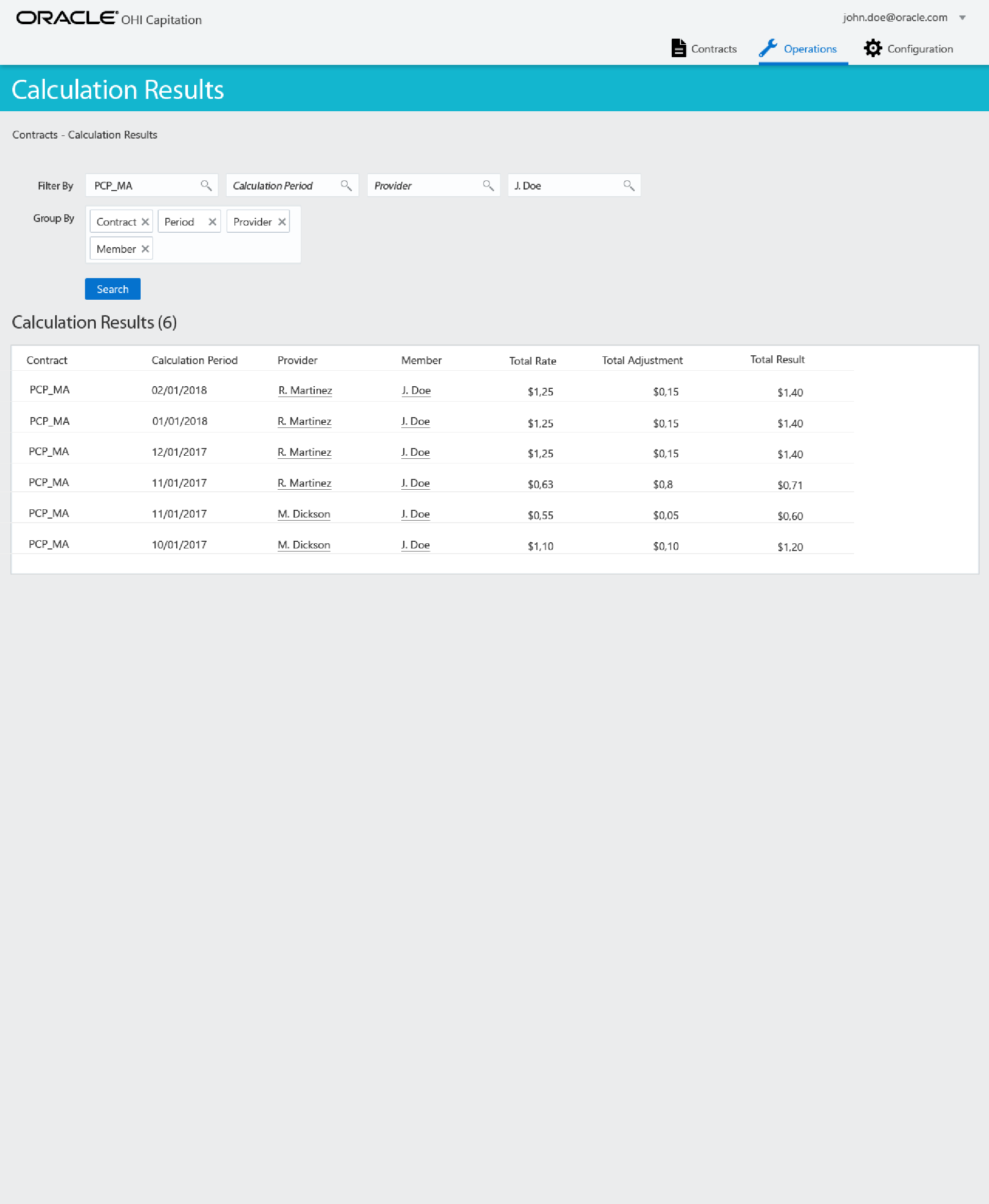 Calculation Results with Aggregation