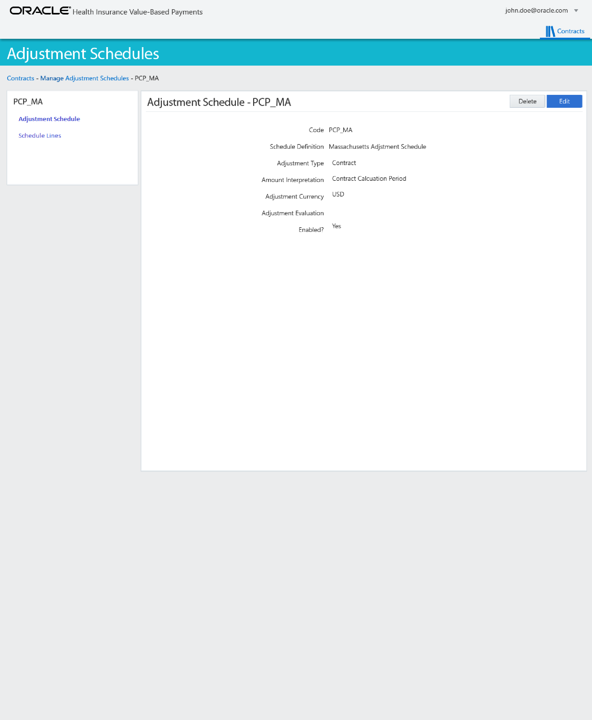 Adjustment Schedules Settings