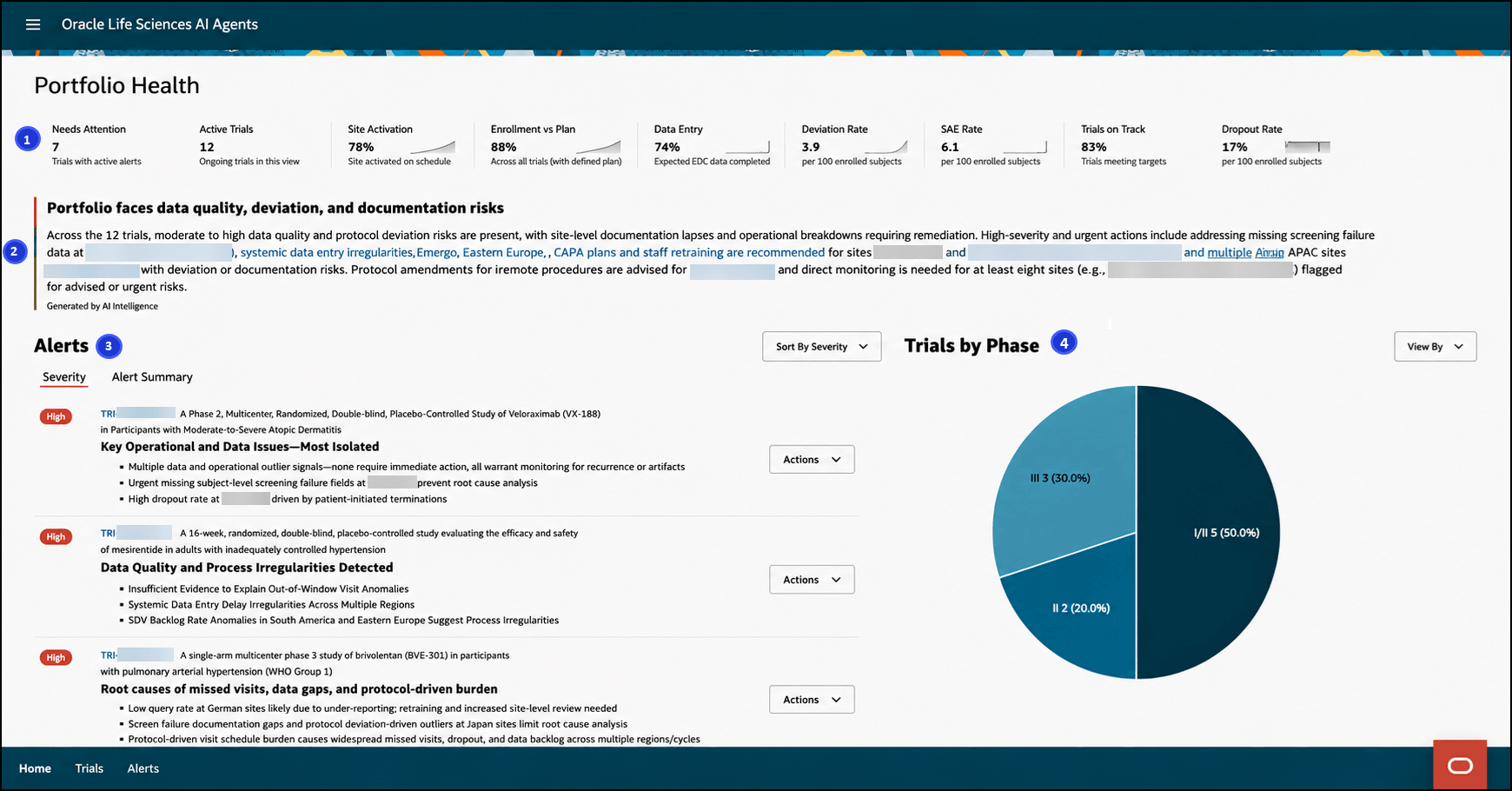 Portfolio Health overview - Shows number callouts