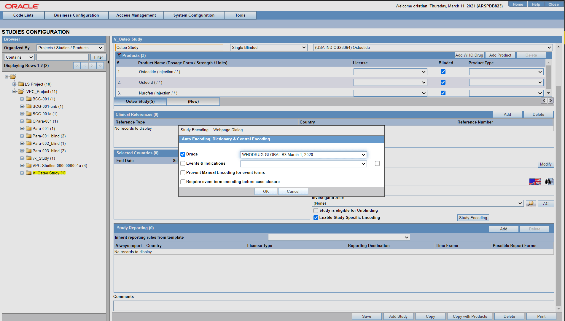 Auto Encoding Dictionary and Central Encoding pop-up