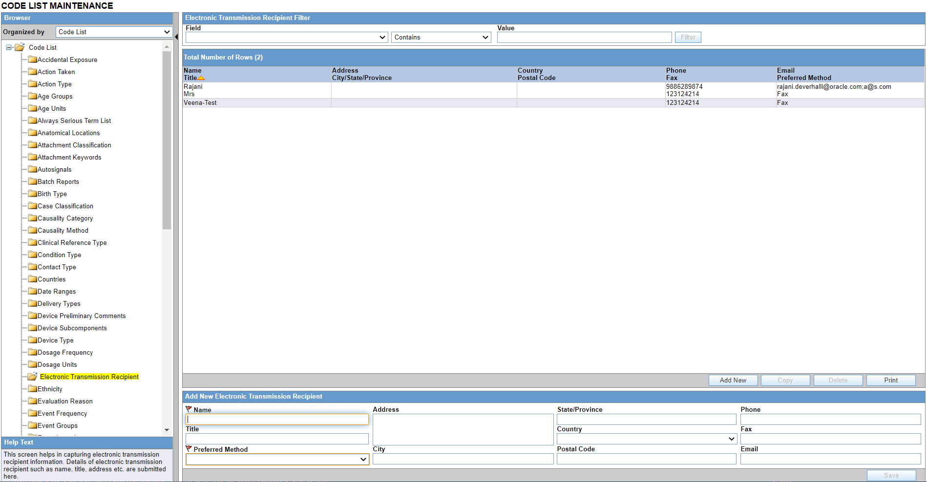 Configure Electronic Transmission fields