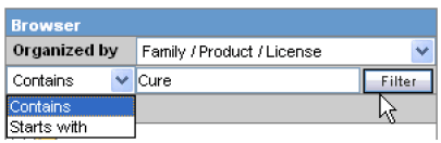 Options to filter Organized By