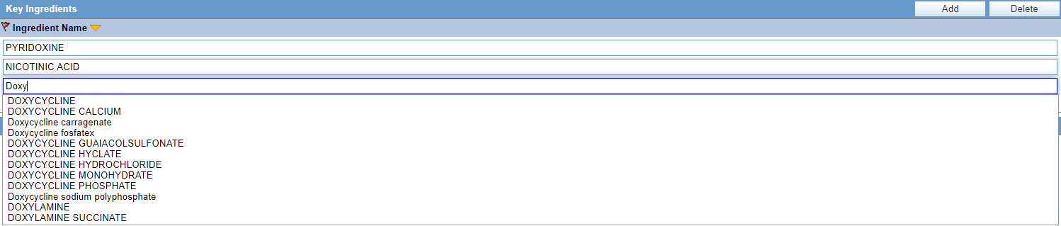 Sample type ahead feature