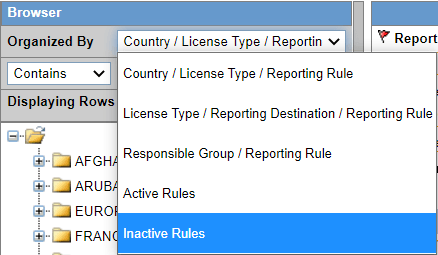 Using Organized By options
