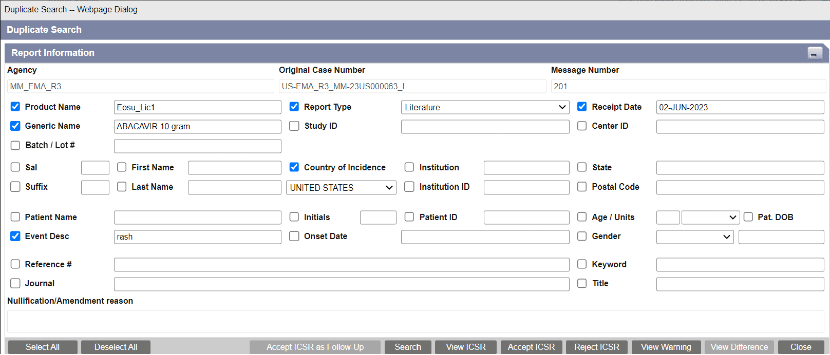 Duplicate Search Results
