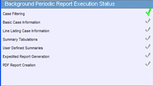 Background Periodic Report Execution Status dialog