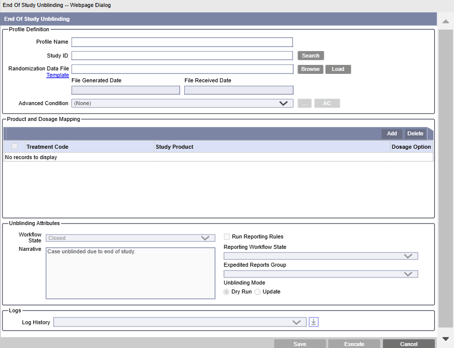 Configure unblinding profile