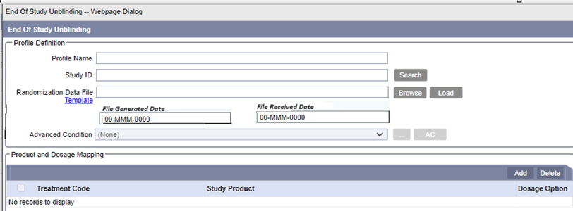 End of Study Unblinding window