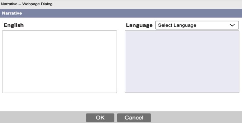 Multilanguage dialog box with the Translation Service option disabled