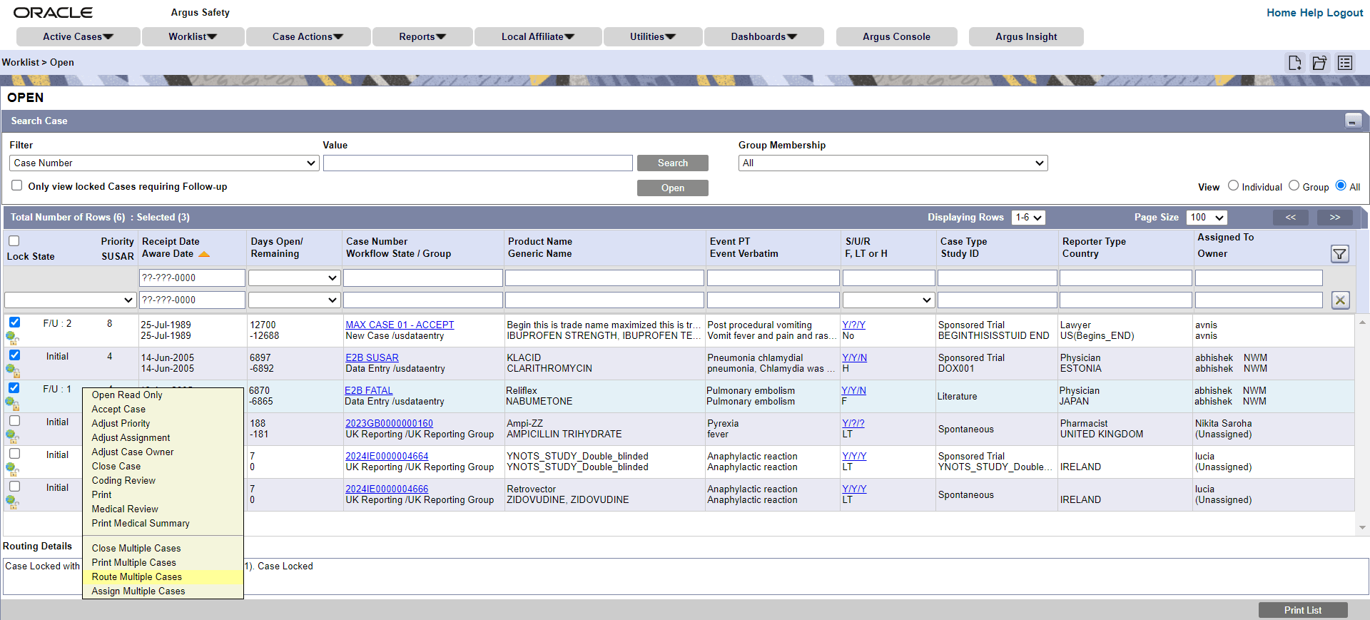 Workflow Open screen to route multiple cases