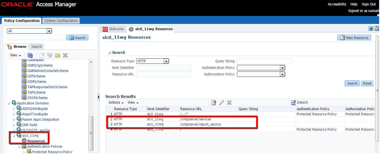 Resource added for server application domain