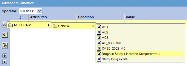 Advanced Conditions menu