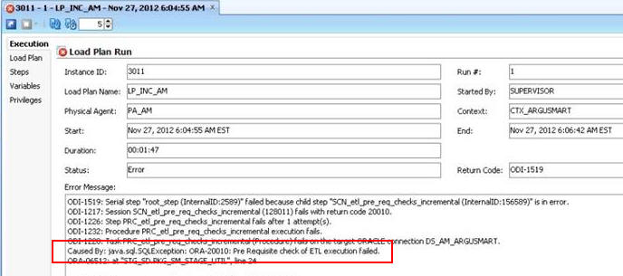Pre-Requisite Check Failed Error