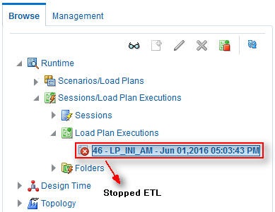 View Stopped Initial ETL Session